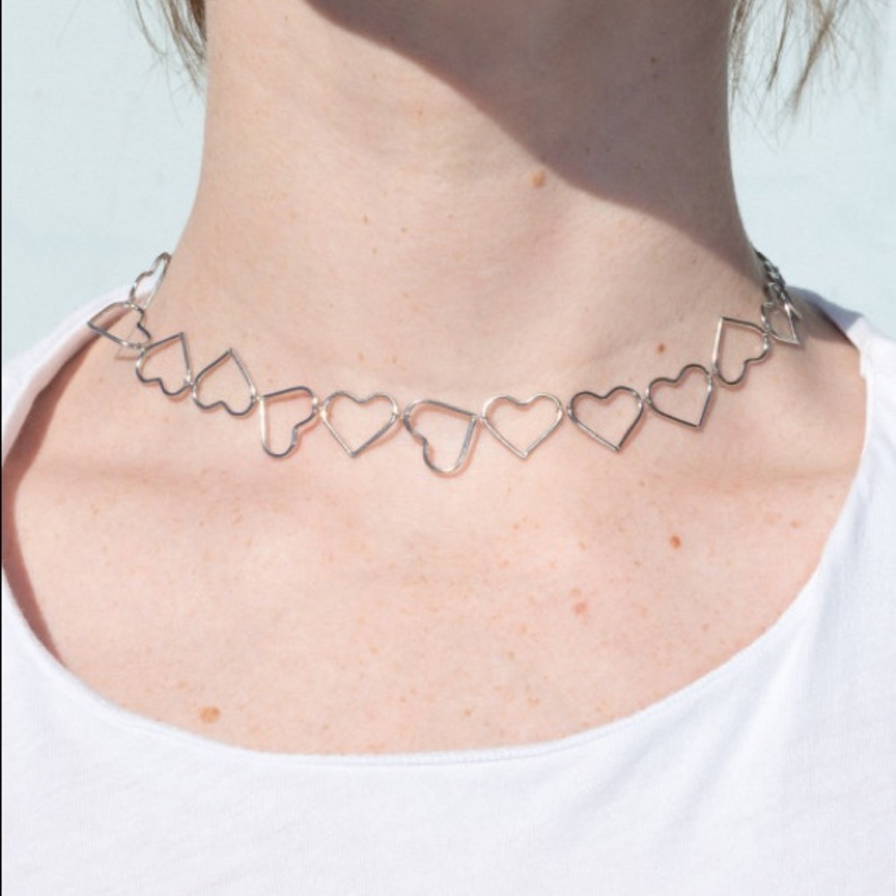 Brandy Melville Silver Heart Choker